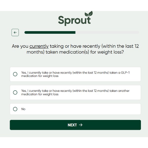 medication question on sprout quiz