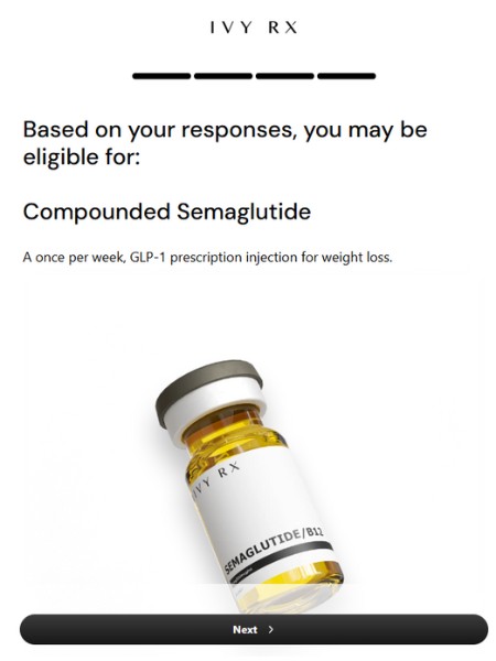 compounded semaglutide + B12 on ivy rx quiz