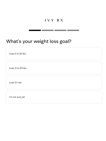 weight loss goal question on ivy rx quiz